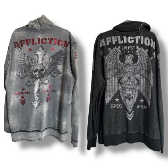 Affliction Other - Affliction Rare Reversible Zip Up Hoodie Size 2X